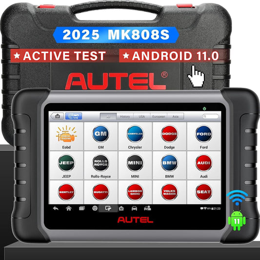 Autel Scanner MaxiCOM MK808S: 2025 Bidirectional Tool as MK808BT Pro MX808S M808Z. Function as MaxiCheck MX900. 28+ Service. Active Test. All System Diagnose. Injector Coding. FCA Autoauth Android 11